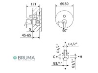 MEDIDAS BRUMA 167130 MONOMANDO EMPOTRABLE